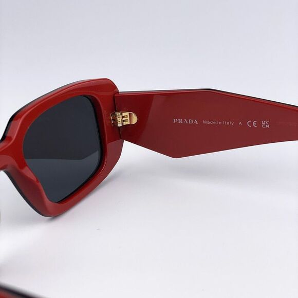Prada PR17WS 12N5S0 Sunglasses Orange Black Dark Grey Rectangle Unisex - Picture 11 of 13